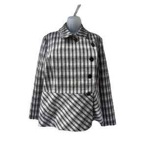Lewit Chandler Jacket Coat Women's‎ XL Plaid Peplum Wool Blend Blazer $450 New